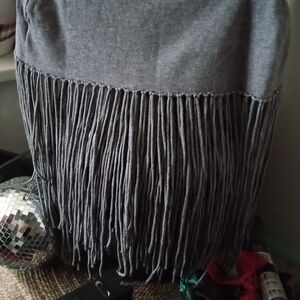 New...Gray Fringe Turtleneck Top